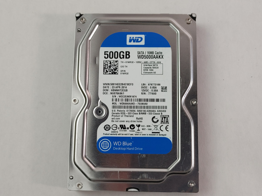 Lot of 20 Western Digital WD Blue WD5000AAKX 500 GB SATA III 3.5 in Hard Drive