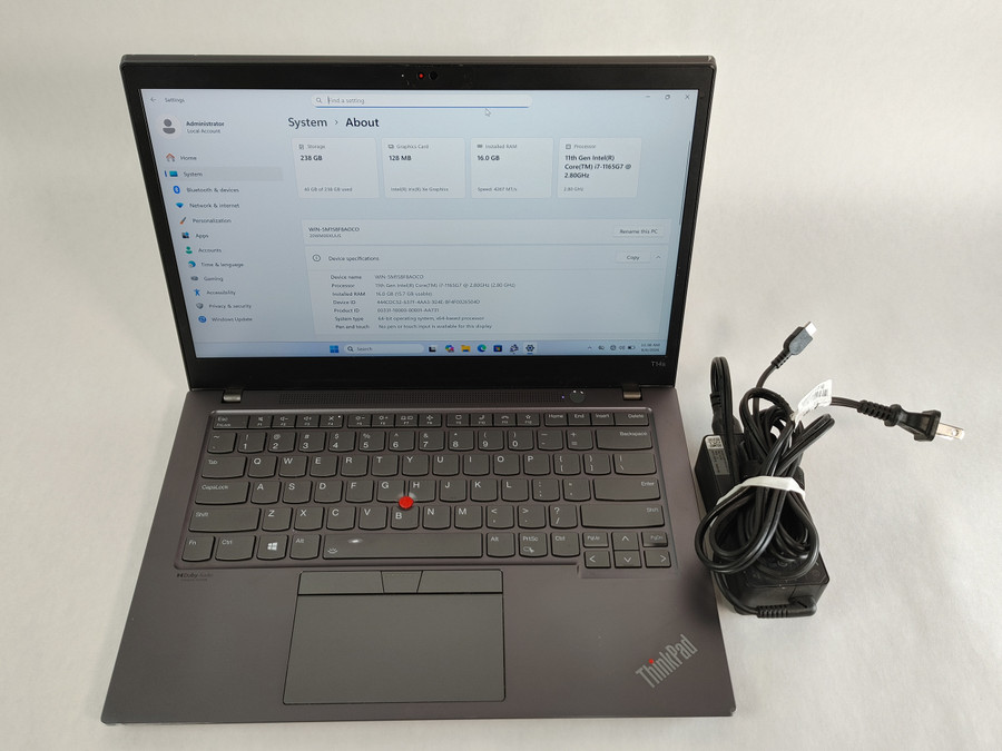 Lenovo ThinkPad T14s Gen 2 Core i7-1165G7 2.80 GHz 16 GB LPDDR4 256 GB NVMe Windows 11 Pro Laptop WINACTB4 B4