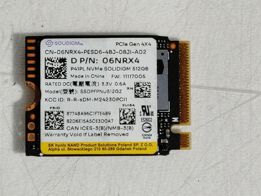 Solidigm P41PL SSDPFPNU512GZ 512 GB PCIe Gen4 30mm Solid State Drive