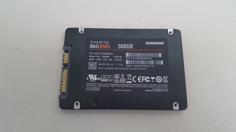 Lot of 2 Samsung 860 EVO MZ-76E500 500 GB SATA III 2.5 in Solid State Drive
