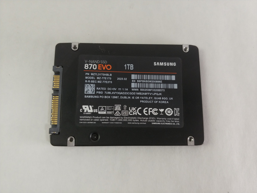 Samsung 870 EVO MZ-77E1T0 1 TB SATA III 2.5 in Solid State Drive