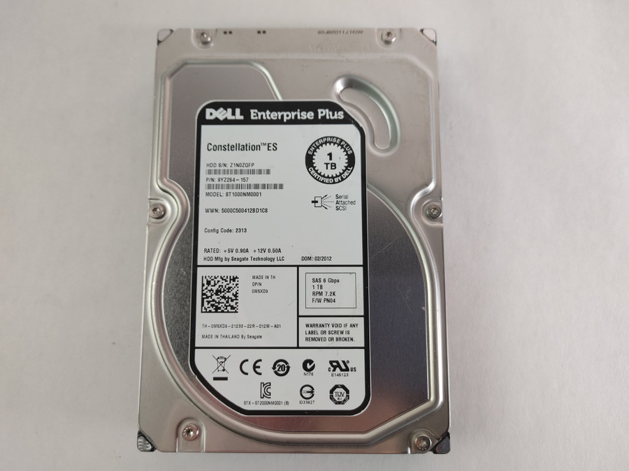 Lot of 2 Seagate Dell Enterprise Plus ST1000NM0001 1 TB 3.5" SAS 2 Hard Drive