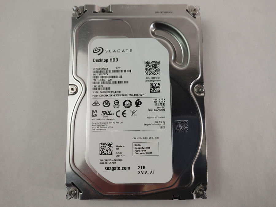 Lot of 5 Seagate ST2000DM001 2 TB 3.5 in SATA III Desktop Hard Drive