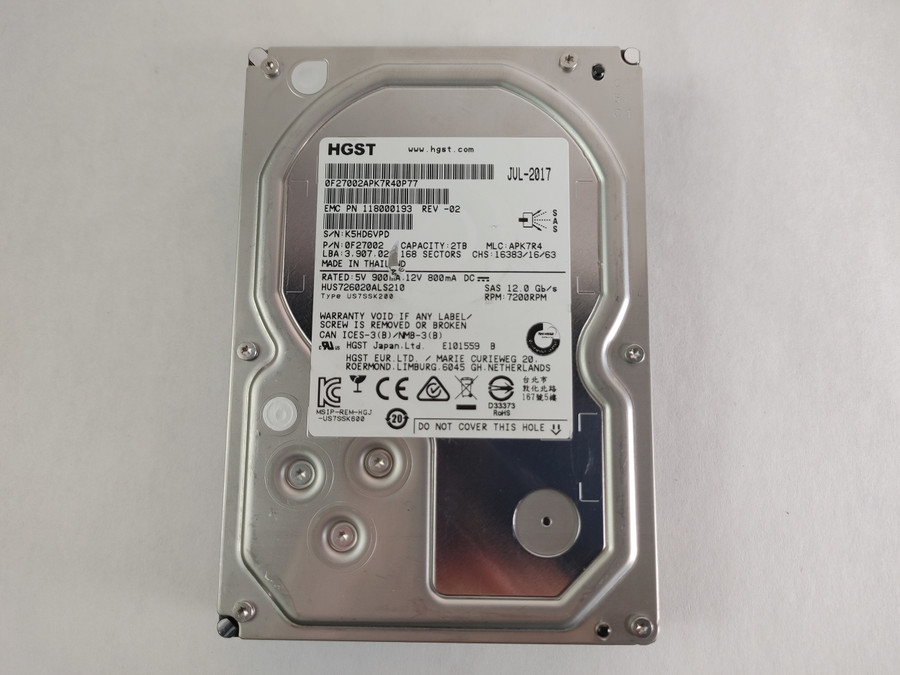 Lot of 10 HGST Ultrastar HUS726020ALS210 2 TB SAS 3 3.5 in Enterprise Hard Drive