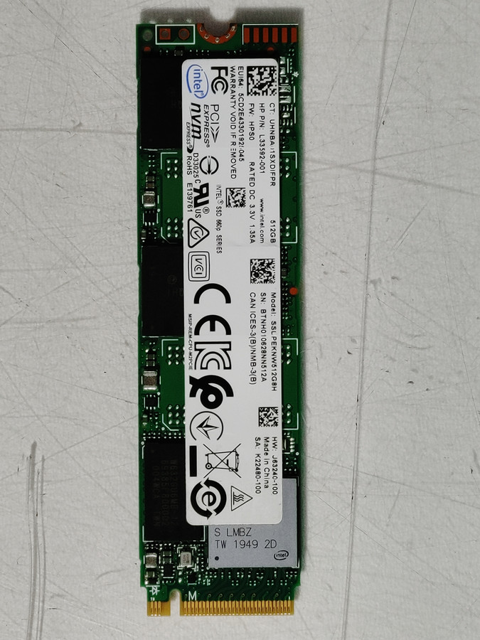 Intel 600p SSLPEKNW512G8H 512 GB PCIe 80mm Solid State Drive
