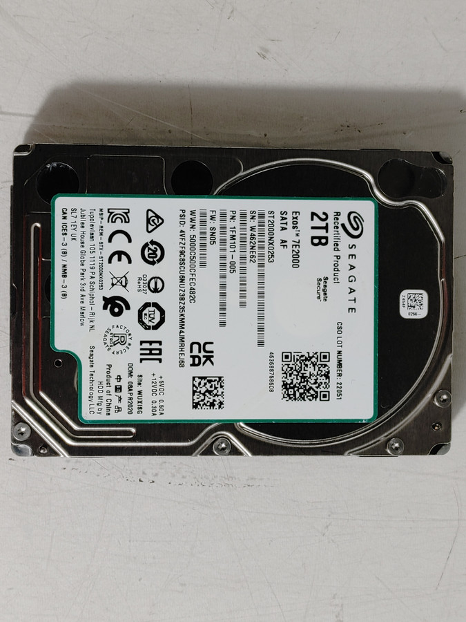 Seagate Recertified Exos 7E2000 ST2000NX0253 2 TB SATA III 2.5 in Server Drive