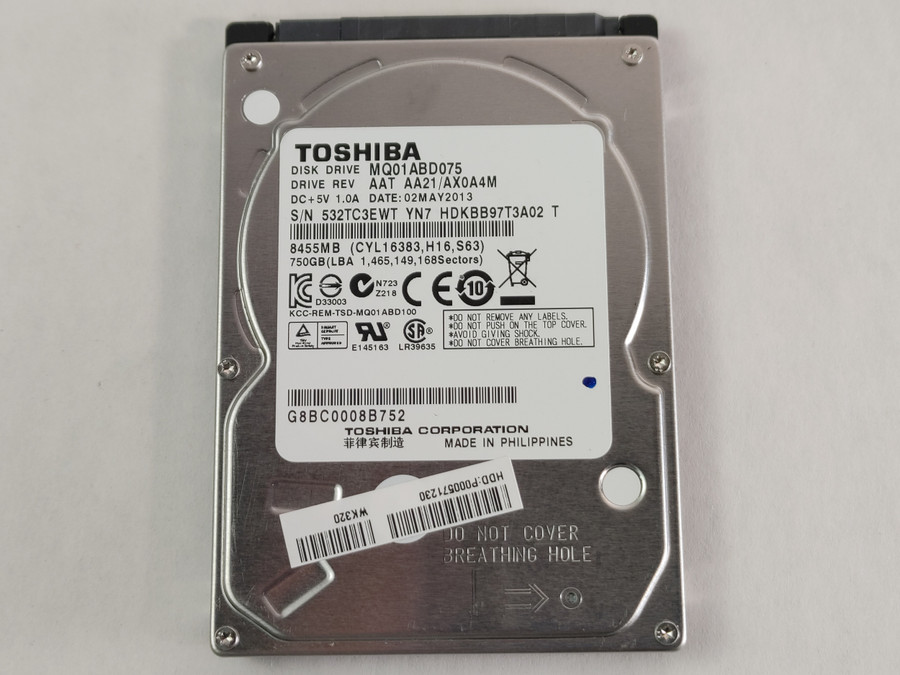 Toshiba Mobile MQ01ABD075 750 GB 2.5" 5.4K SATA II Laptop Hard Drive