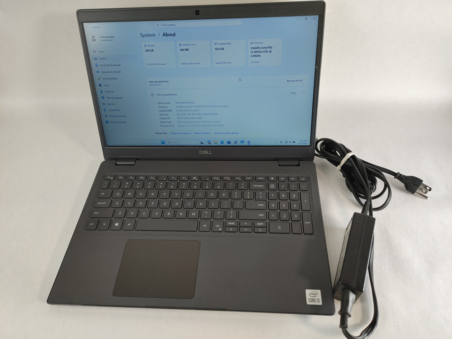 Dell Latitude 3510 Core i3-10110U 2.10 GHz 16 GB DDR4 256 GB NVMe Windows 11 Pro Laptop WINACTJ1 J1