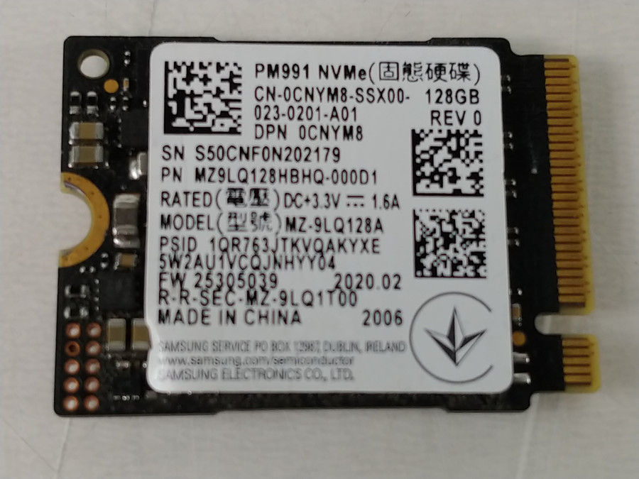 Lot of 2 Samsung PM991 MZ-9LQ128A 128 GB NVMe 30mm Solid State Drive