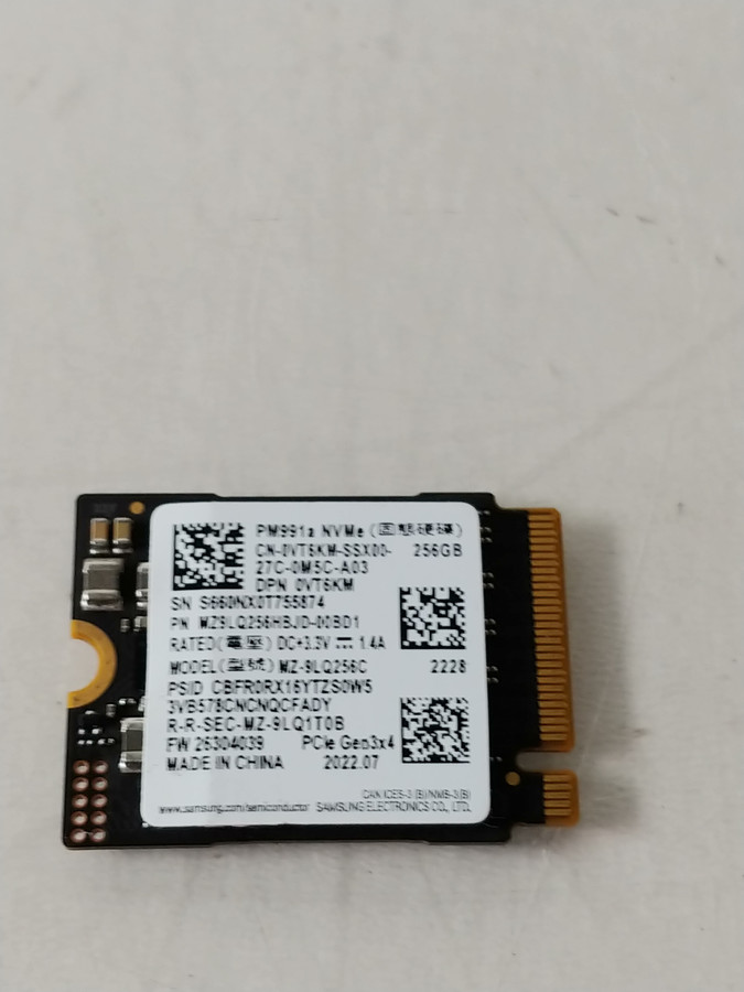 Lot of 2 Samsung PM991 MZ-9LQ256C 256 GB M.2 2230 30mm NVMe Solid State Drive