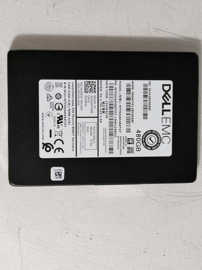 Micron Dell Emc MTFDDAK480TDT 480 GB SATA III 2.5 in Solid State Drive
