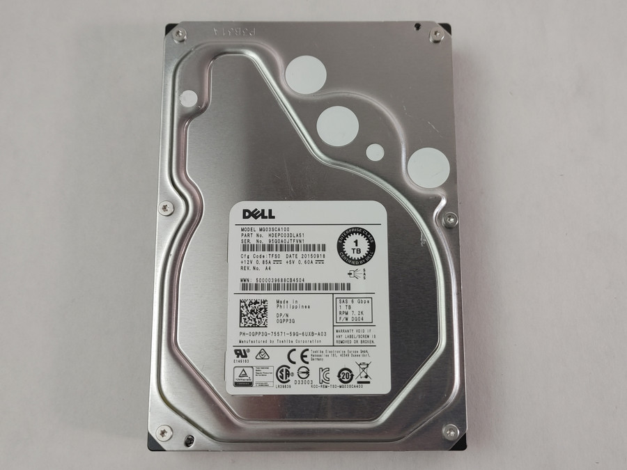 Lot of 2 Toshiba Dell MG03SCA100 1 TB 3.5" SAS 2 Enterprise Hard Drive