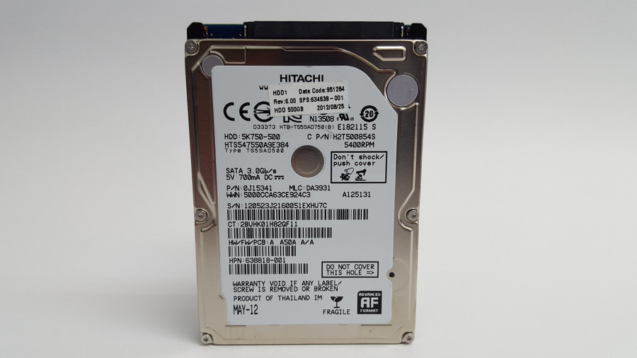 HGST 5K750 HTS547550A9E384 500 GB SATA II 2.5 in Laptop Hard Drive