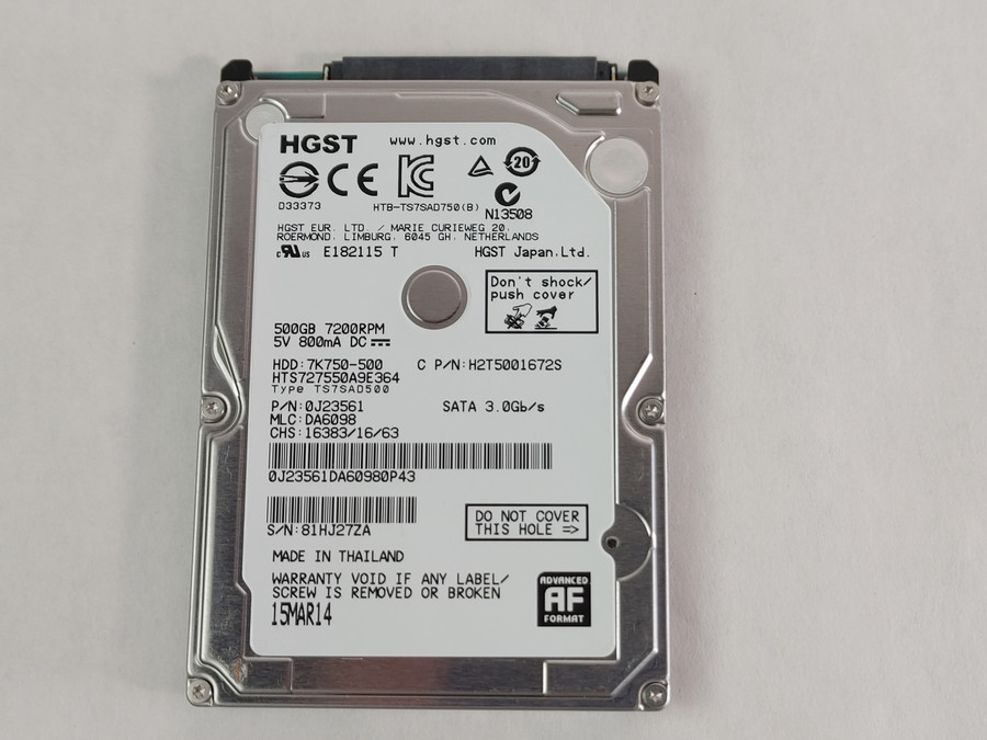 Hitachi 7K750 HTS727550A9E364 500 GB SATA II 2.5 in Laptop Hard Drive
