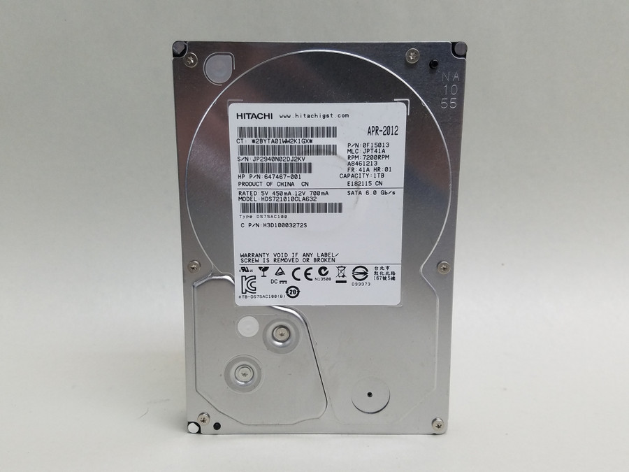 Lot of 2 Hitachi HDS721010CLA632 1 TB 3.5 in SATA III Desktop Hard Drive