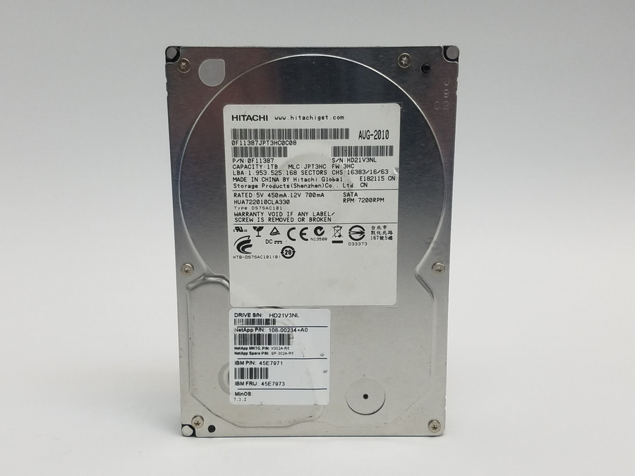 Lot of 5 Hitachi NetApp HUA722010CLA330 1 TB SATA II 3.5" Enterprise Hard Drive