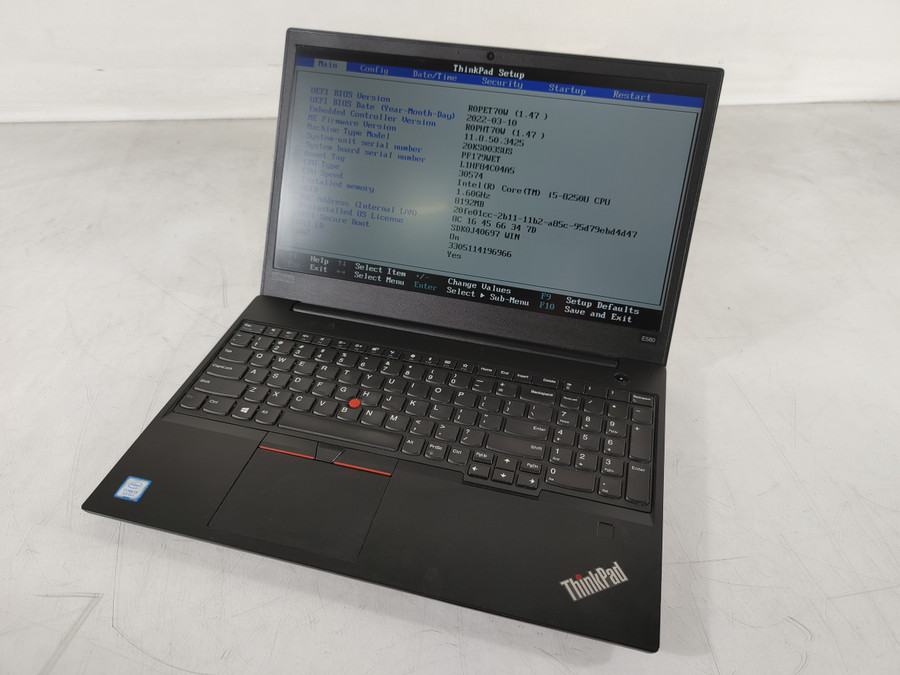 Lenovo ThinkPad E580 Core i5-8250U 1.60 GHz 8 GB DDR4 No HDD