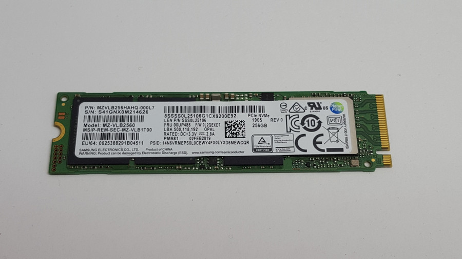 Lot of 5 Samsung MZ-VLB2560 PM981 256 GB NVMe M.2 80mm Solid State Drive