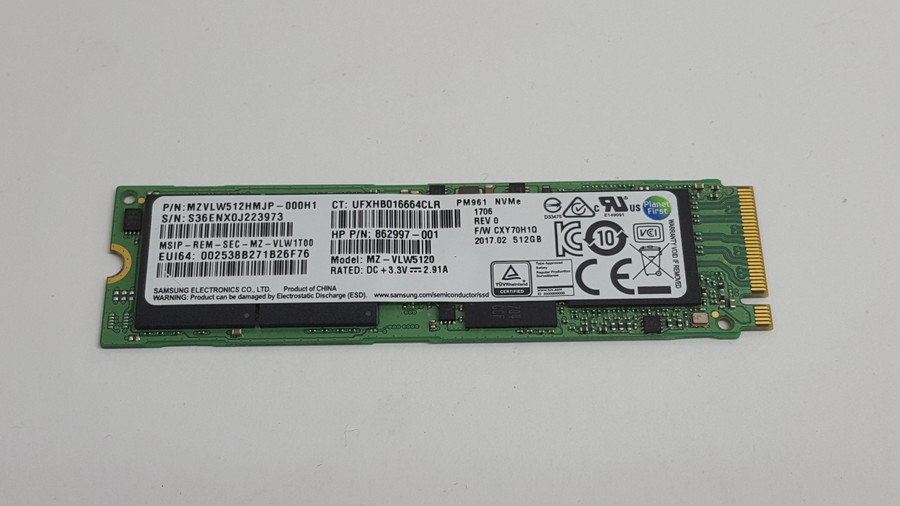 Samsung MZ-VLW5120 PM961 512 GB NVMe 80mm Solid State Drive