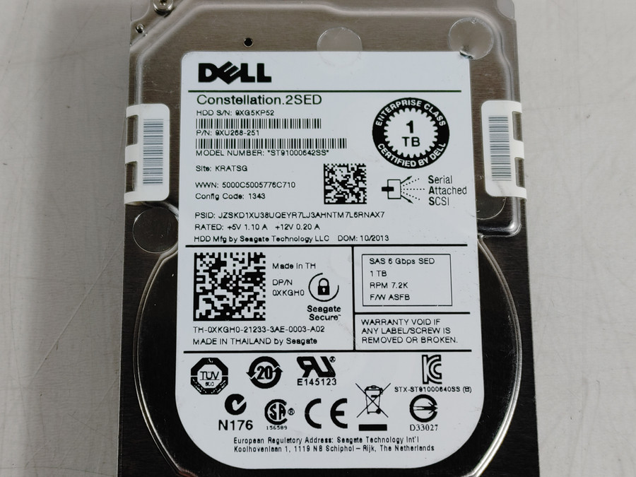 Lot of 2 Seagate Dell ST91000642SS 1 TB SAS 2 2.5 in Enterprise Drive
