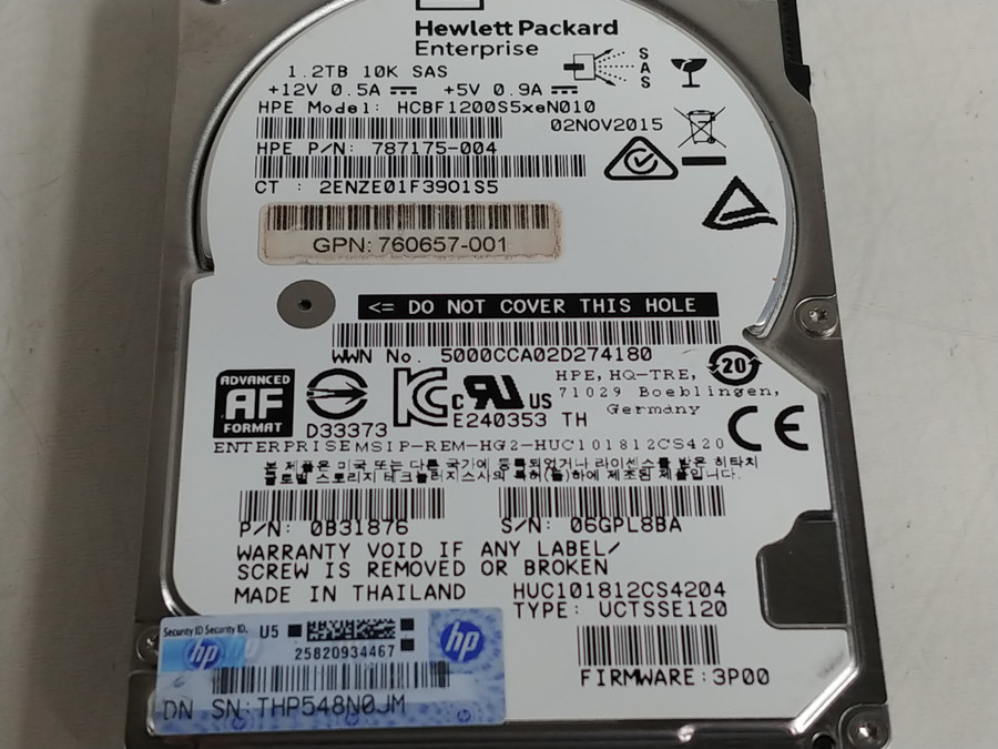 Lot of 2 HGST HP HUC101812CS4204 1.2 TB SAS 3 2.5 in Enterprise Drive