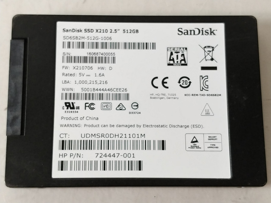Lot of 2 SanDisk X210 SD6SB2M512G-1006 512 GB SATA III 2.5 in SSD