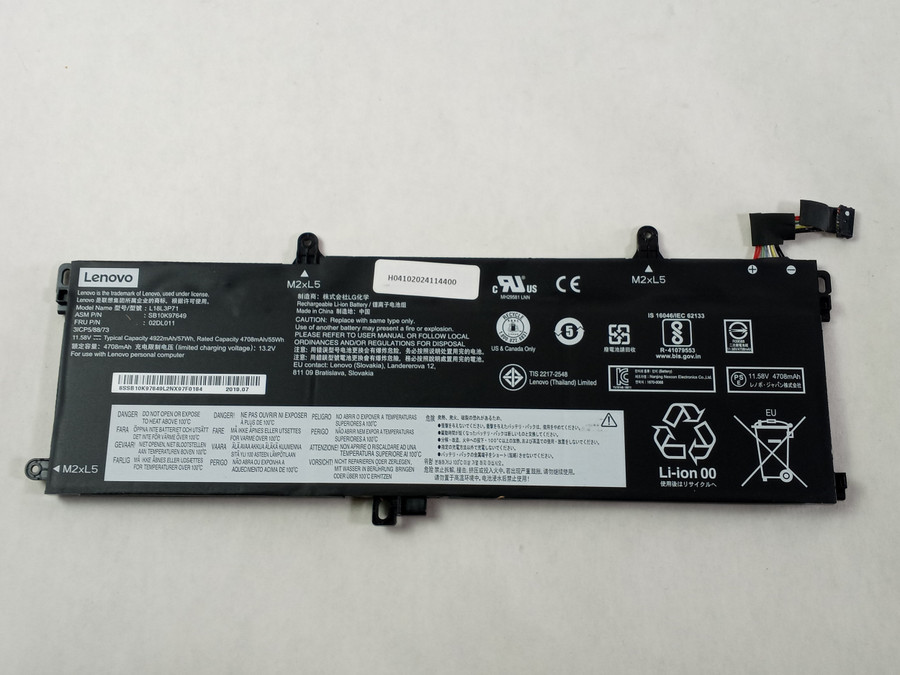 Lot of 2 Lenovo ThinkPad P53s 4922mAh 3 Cell 11.58 V Laptop Battery 02DL011
