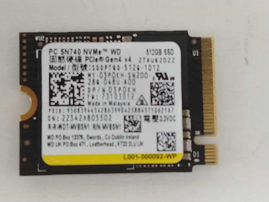 Western Digital SN740 SDDPTQD-512G 512 GB NVMe 30mm Solid State Drive