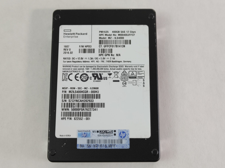 Lot of 2 Samsung HP  MZ-ILS4000 400 GB SAS 3 2.5 in Solid State Drive