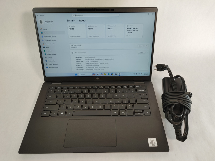 Dell Latitude 7410 Core i5-10310U 1.70 GHz 16 GB DDR4 500 GB NVMe Windows 11 Pro Laptop WINACTB2 B2