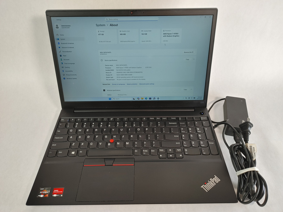 Lenovo ThinkPad E15 Gen 2 Ryzen 7 4700U 2.00 GHz 16 GB DDR4 512 GB NVMe Windows 11 Pro Laptop WINACTC2 C2