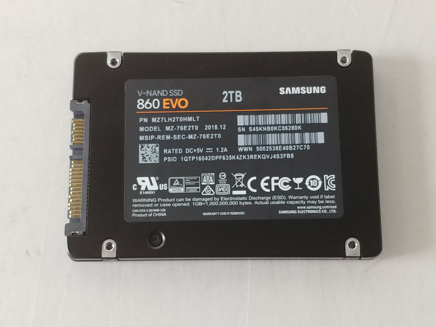 Samsung 860 EVO MZ-76E2T0 2 TB SATA III 2.5 in Solid State Drive