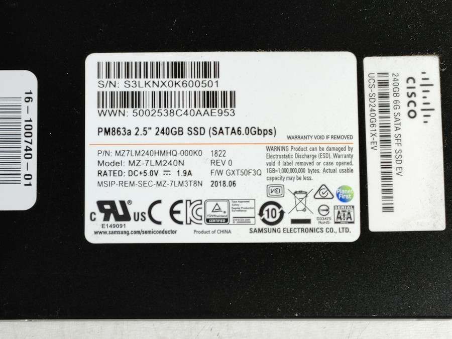 Lot of 2 Samsung Cisco MZ-7LM240N 240 GB SATA III 2.5 in Solid State Drive