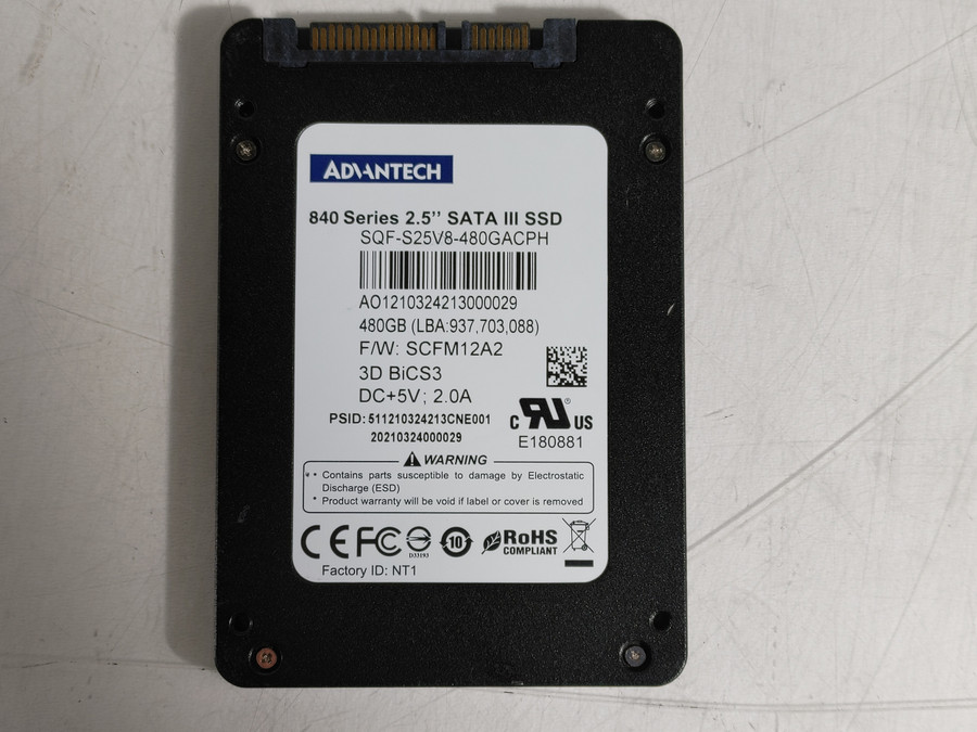 Advantech 840 Series SATA III 480 GB 2.5 in Solid State Drive SQF-S25V8-480GACPH