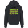 Bruised Boutique Drippy Logo Crop Hoodie Neon Green and Pumpkin Orange Back