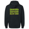 Bruised Boutique Drippy Logo Crop Hoodie Neon Green and Pumpkin Orange Back