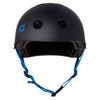 S1 Lifer Dual Certified Helmet - Black Matte with Cyan Strap Front