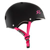 S1 Lifer Dual Certified Helmet - Black Matte with Pink Strap Side