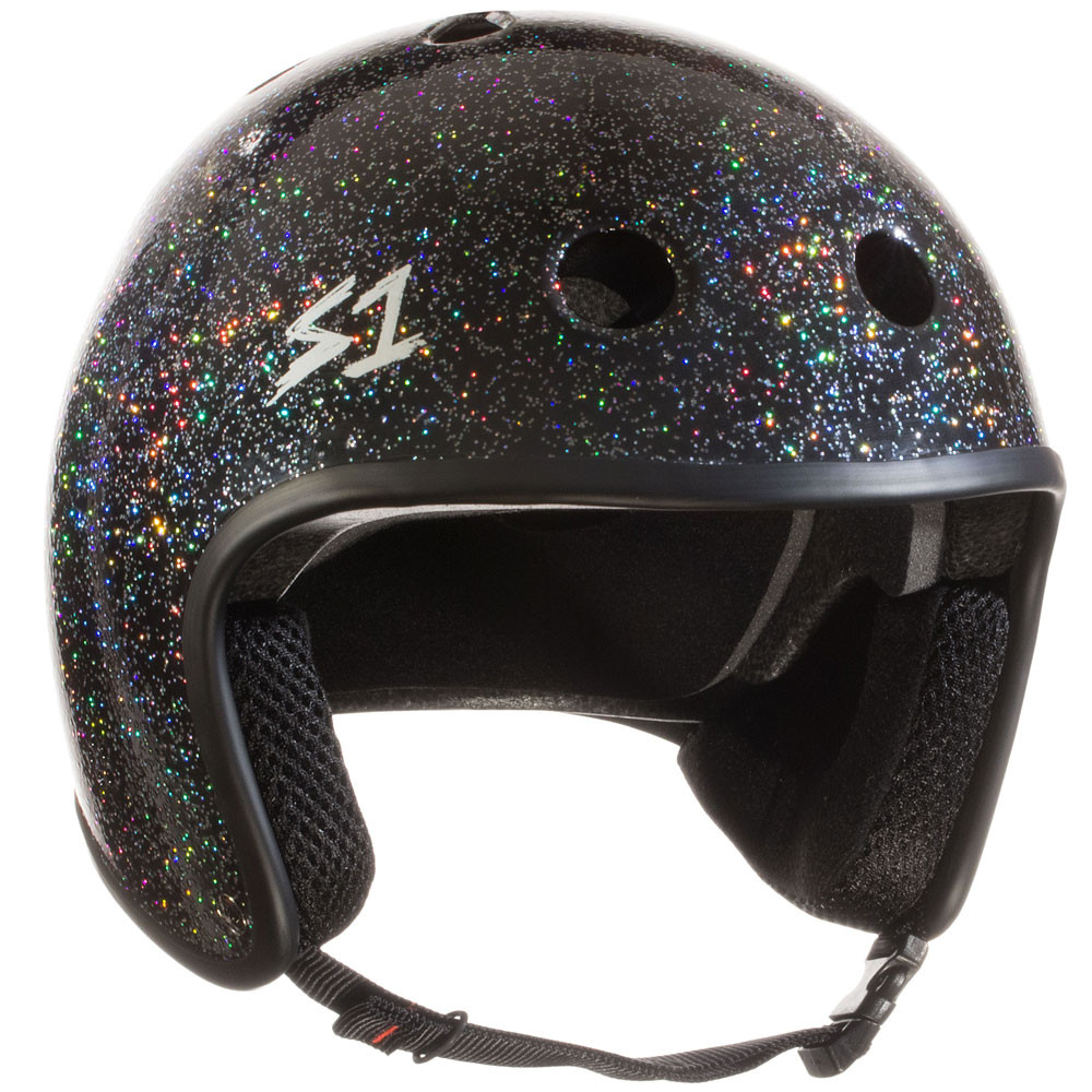 black glitter motorcycle helmet S1 Retro Lifer Dual Certified Helmet