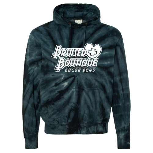 SUPERSALE Bruised Boutique Logo Tie Dye Pullover Hoodie - Black
