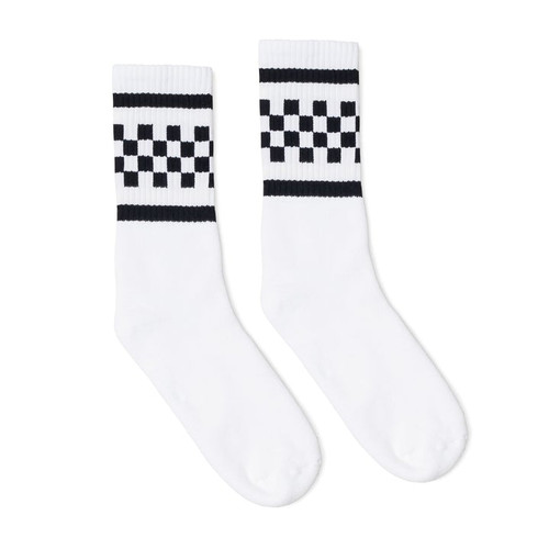 SOCCO Black Checkered - White Crew Socks