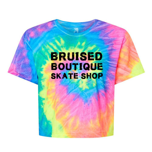 Bruised Boutique Block Logo Tie Dye  Crop Tee Bruised Boutique Block Logo Tie Dye  Crop Tee