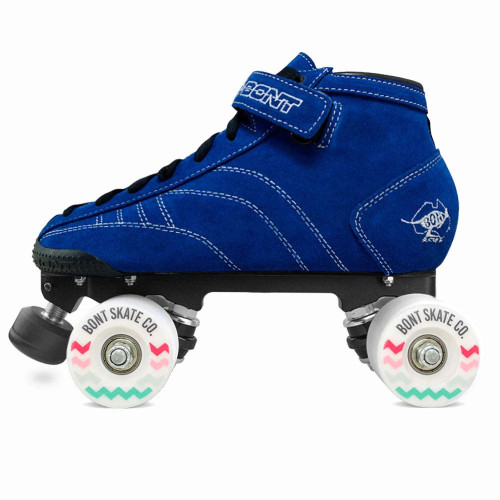 Bont Prostar Tracer Skates with Black Tracer Plates in Blue Suede
