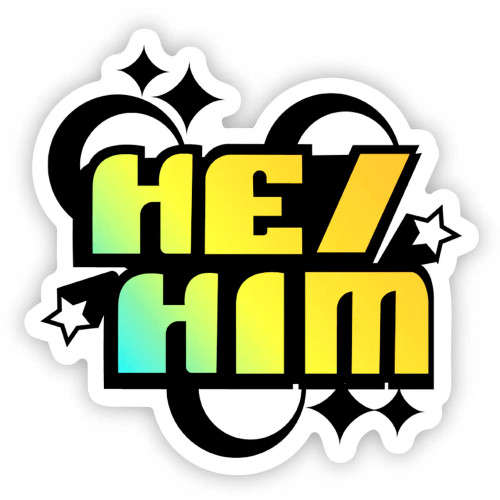 Pronoun Sticker He / Him Y2K