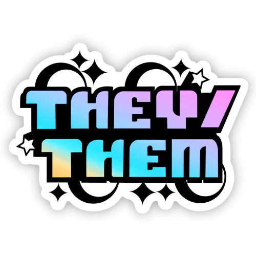 They Them Colorful Y2K Font Sticker