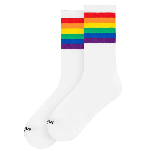 American Socks Rainbow Pride White Crew Socks