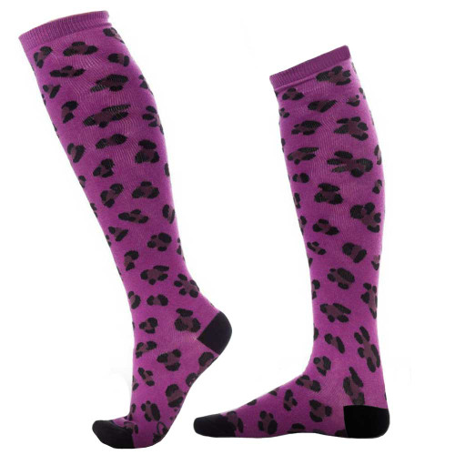 Leopard Knee High Socks - Purple