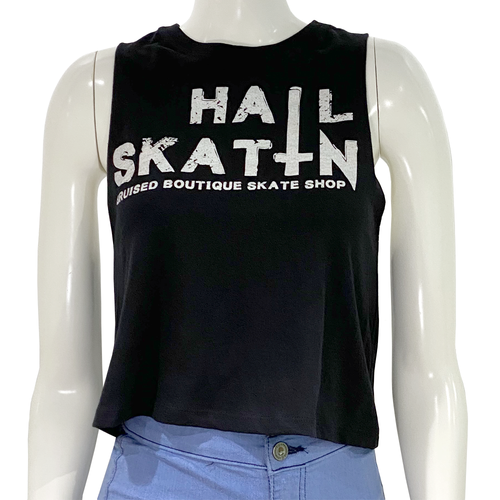 Bruised Boutique Hail Skatin' Crop Tank - Black