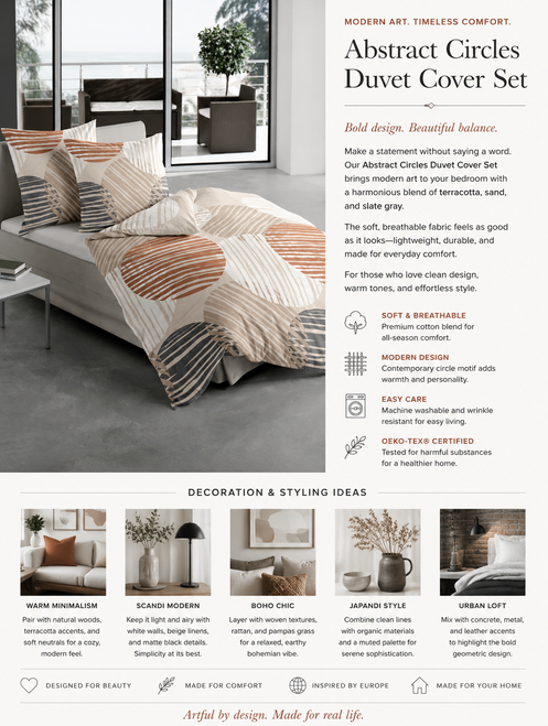 Duvet Cover Set "ABSTRACT CIRCLES" / sand / *NEW*