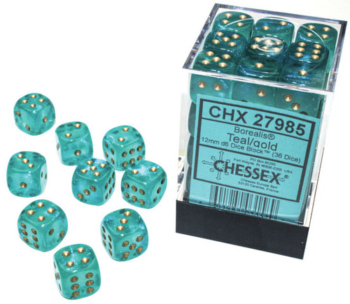 CHX 27985 Borealis Teal/Gold 12mm D6 (36)